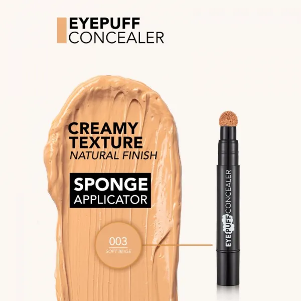 flormar Eye Puff Concealer tekutý korektor s aplikátorom odtieň 003 Soft Beige 3.3 ml