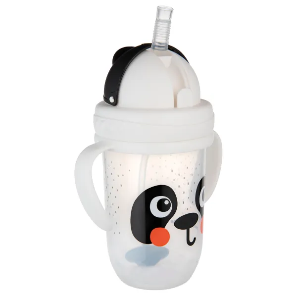 Canpol babies Hrnček netečúci so slamkou a závažím BabiesBoo 270ml panda