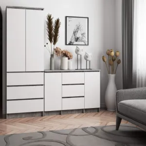 Ak furniture Komoda Girgo 101 cm beton/bílá