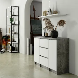 Ak furniture Komoda Girgo 101 cm beton/bílá