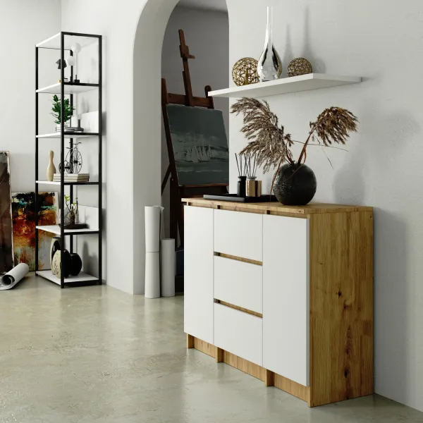 Ak furniture Komoda Girgo 101 cm dub artisan/bílá