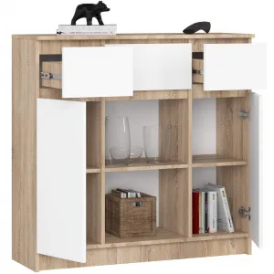 Ak furniture Komoda Baros 101 cm dub sonoma/bílá