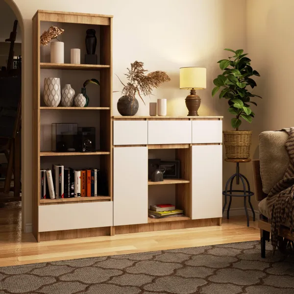 Ak furniture Komoda Baros 101 cm dub sonoma/bílá