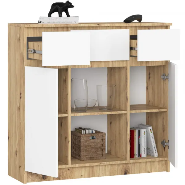 Ak furniture Komoda Baros 101 cm dub artisan/bílá