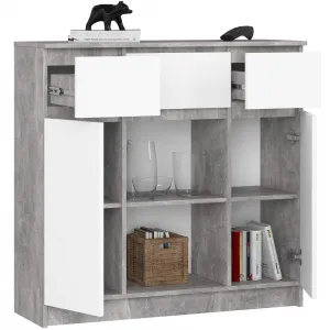 Ak furniture Komoda Baros 101 cm beton/bílá