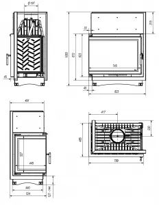Kratki AMELIA 21 BS DECO ľavé presklenie - krbová vložka rohová AMELIA/L/BS/DECO