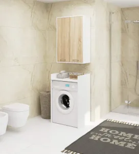 Ak furniture Závěsná koupelnová skříňka Fin W64 64 cm bílá/dub sonoma