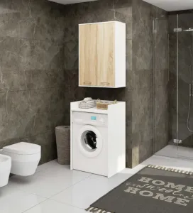 Ak furniture Závěsná koupelnová skříňka Fin W64 64 cm bílá/dub sonoma