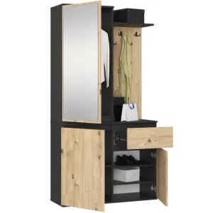 Ak furniture Předsíňová stěna Entro černá/dub artisan