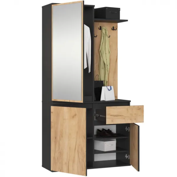 Ak furniture Předsíňová stěna Entro černá/dub craft