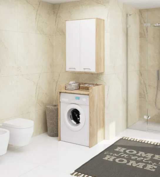 Ak furniture Závěsná koupelnová skříňka Fin W64 64 cm bílá/dub sonoma II
