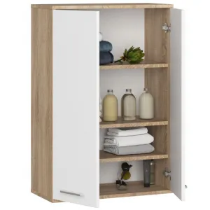 Ak furniture Závěsná koupelnová skříňka Fin W64 64 cm bílá/dub sonoma II