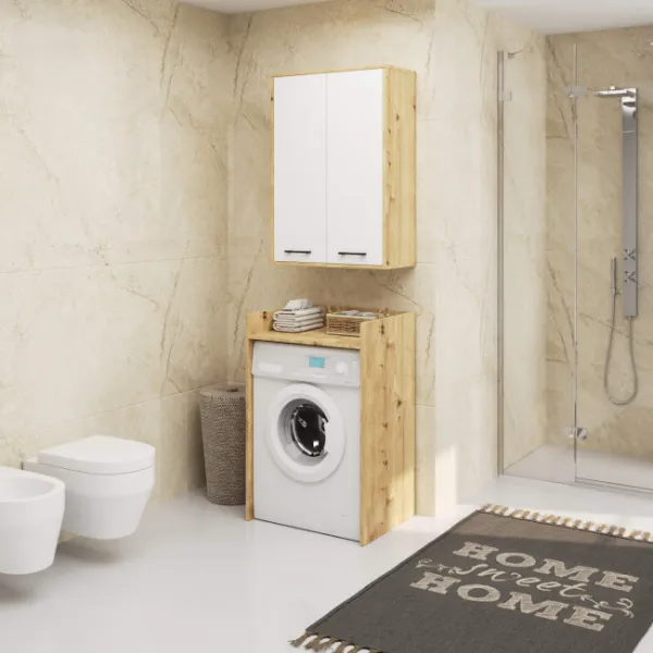Ak furniture Závěsná koupelnová skříňka Fin W64 64 cm bílá/dub artisan