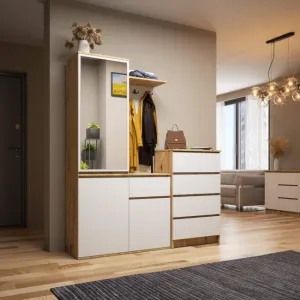 Ak furniture Předsíňová stěna Entro bílá/dub artisan