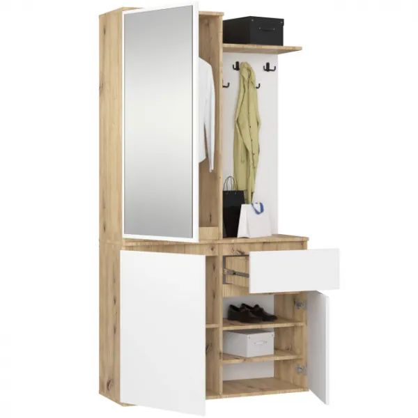 Ak furniture Předsíňová stěna Entro bílá/dub artisan