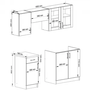 Ak furniture Kuchyňská linka Olivie 1,8 m prosklená bílá/dub sonoma
