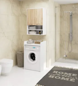 Ak furniture Závěsná koupelnová skříňka Fin W64 2D 64 cm bílá/dub sonoma