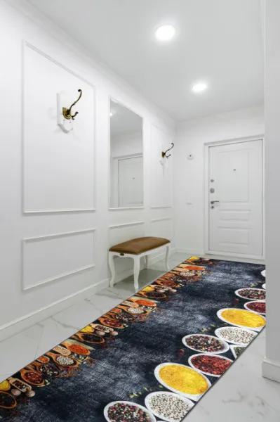 Protišmykový behúň LOTUS KITCHEN 40580 sivý / žltý