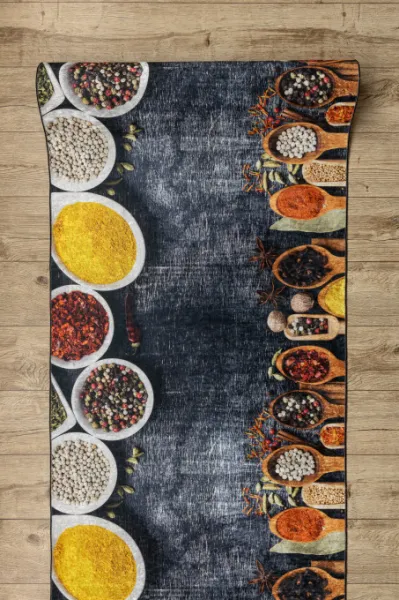 Protišmykový behúň LOTUS KITCHEN 40580 sivý / žltý