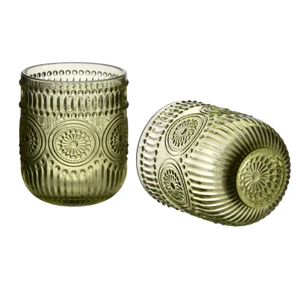Allesken Sada 4 ks sklenic ELISE 260 ml olivově zelená