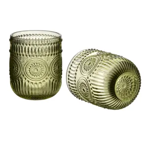 Allesken Sada 4 ks sklenic ELISE 260 ml olivově zelená