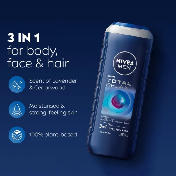 NIVEA MEN Total Relax relaxačný sprchový gél 500 ml