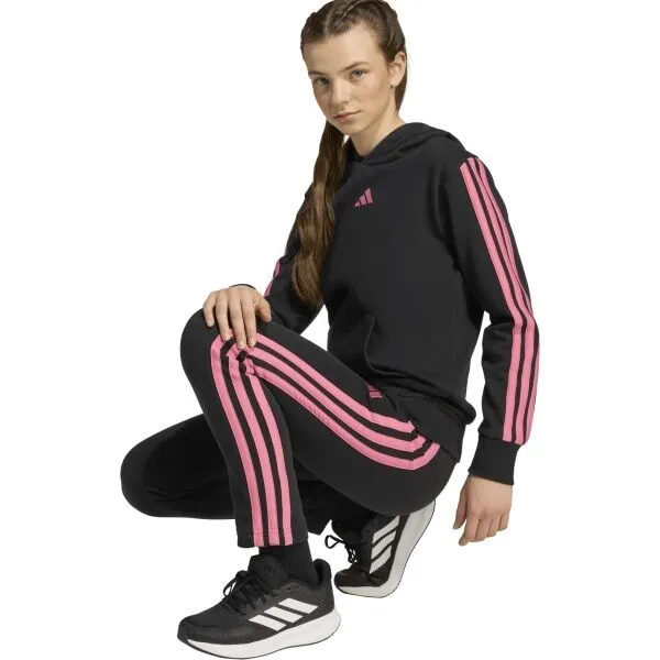 adidas ESSENTIALS 3-STRIPES FLEECE PANTS Juniorské tepláky, čierna, veľkosť