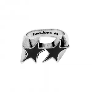 TwoJeys Icon Black Enameled Single Ring "Silver" (215401800)
