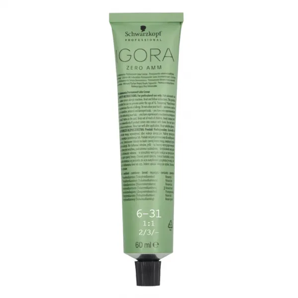 Schwarzkopf Professional IGORA ZERO AMM permanentná farba na vlasy bez amoniaku odtieň 6-31 60 ml