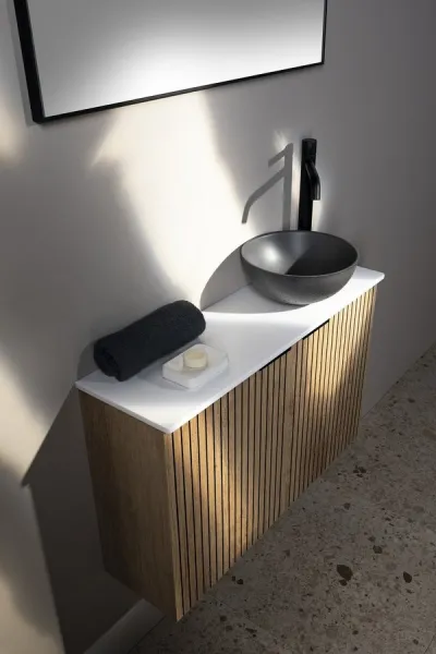 SAPHO - MINOR betónové umývadlo na dosku, priemer 26cm, antracit mat MR26016