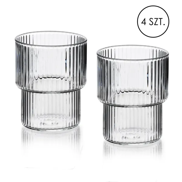 Mondex Sada 4 ks sklenic ELLA STRIPES 320 ml čirá