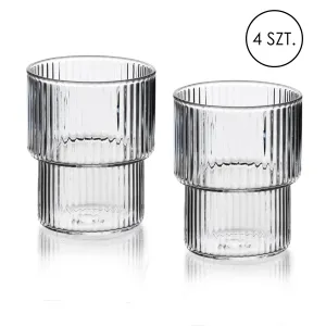 Mondex Sada 4 ks sklenic ELLA STRIPES 320 ml čirá