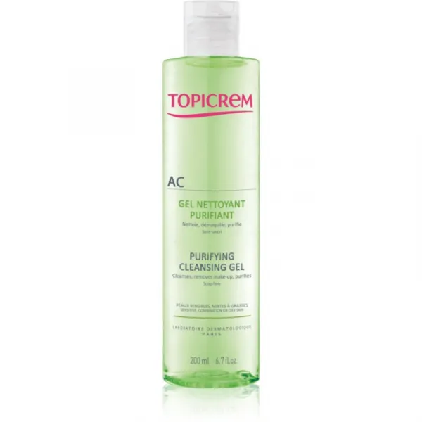 Topicrem AC Purifying Cleansing Gel hĺbkovo čistiaci gél pre mastnú citlivú pleť 200 ml