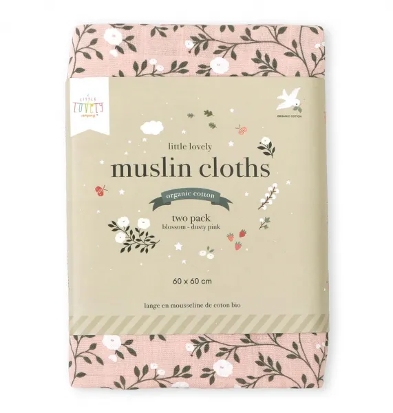 A Little Lovely Company - Mušelínové plienky, blossom - dusty pink - 2 ks