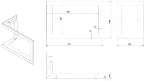 Kratki | Montážny rámik 90°- 70mm pre krbové vložky LUCY 14 NEW ľavé/pravé presklenie BLENDA70/LUCY/14/L/NEW