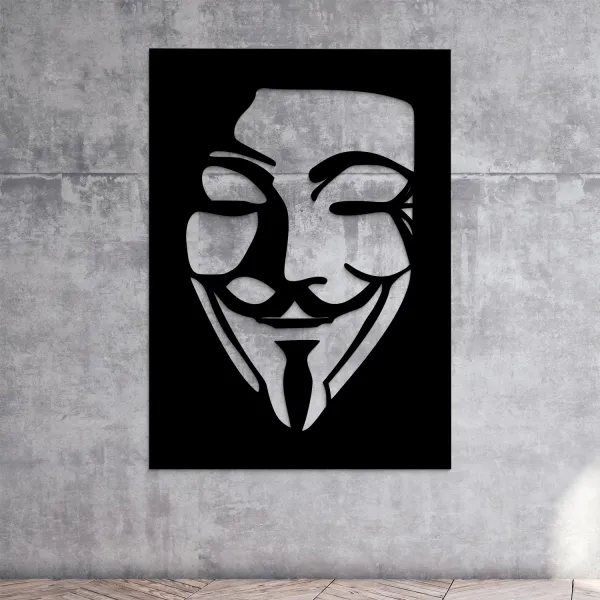 Drevený obraz masky Anonymous - V ako Vendetta