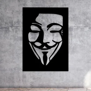 Drevený obraz masky Anonymous - V ako Vendetta