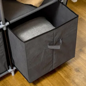 HOMCOM Textilní šatní skříň, 5 polic, 3 zásuvky, šedá