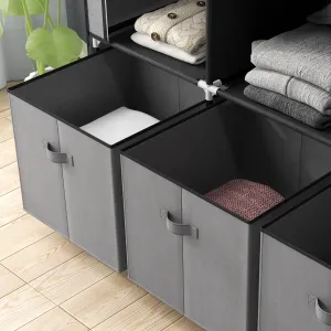 HOMCOM Textilní šatní skříň, 5 polic, 3 zásuvky, šedá
