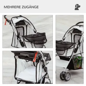PawHut Kočárek pro psy do 10 kg a 35 cm s pláštěnkou, šedý