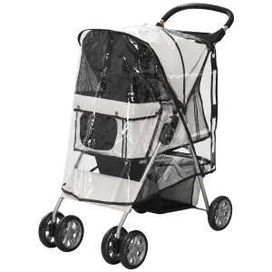 PawHut Kočárek pro psy do 10 kg a 35 cm s pláštěnkou, šedý