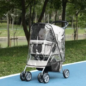 PawHut Kočárek pro psy do 10 kg a 35 cm s pláštěnkou, šedý