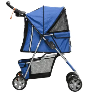 PawHut Kočárek pro psy do 10 kg a 35 cm s pláštěnkou, modrý