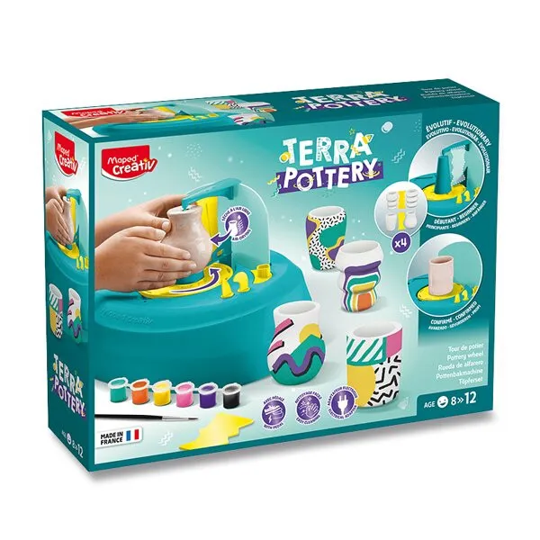 Súprava Maped Creativ Terra Pottery - hrnčiarsky kruh s hlinou a príslušenstvom