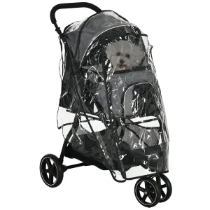 Kočárek pro psy PawHut Buggy s pláštěnkou, do 10 kg, šedočerný