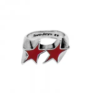 TwoJeys Icon Red Enameled Single Ring "Silver" (215401600)