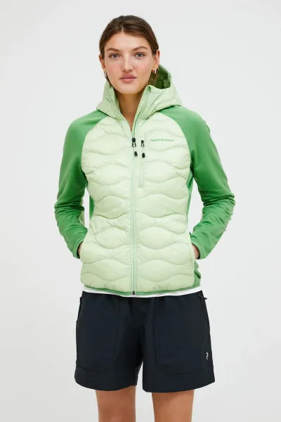 Bunda Peak Performance W Helium Down Hybrid Hood Vivid Green