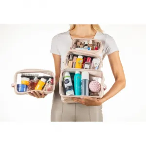 Notino Travel Collection Clear Organizer Set cestovná sada Beige 4 ks