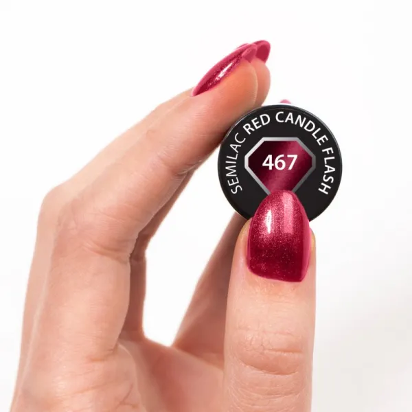 Semilac UV Hybrid Silk Effect gélový lak na nechty s použitím UV/LED lampy odtieň 467 Red Candle Flash 7 ml