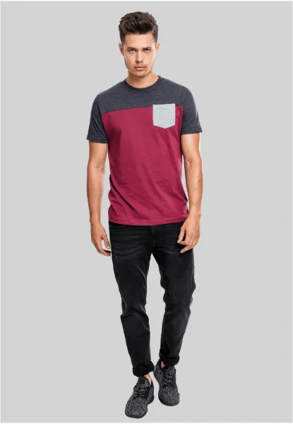 3-Tone Pocket T-Shirt Burgundy/Cha/Grey